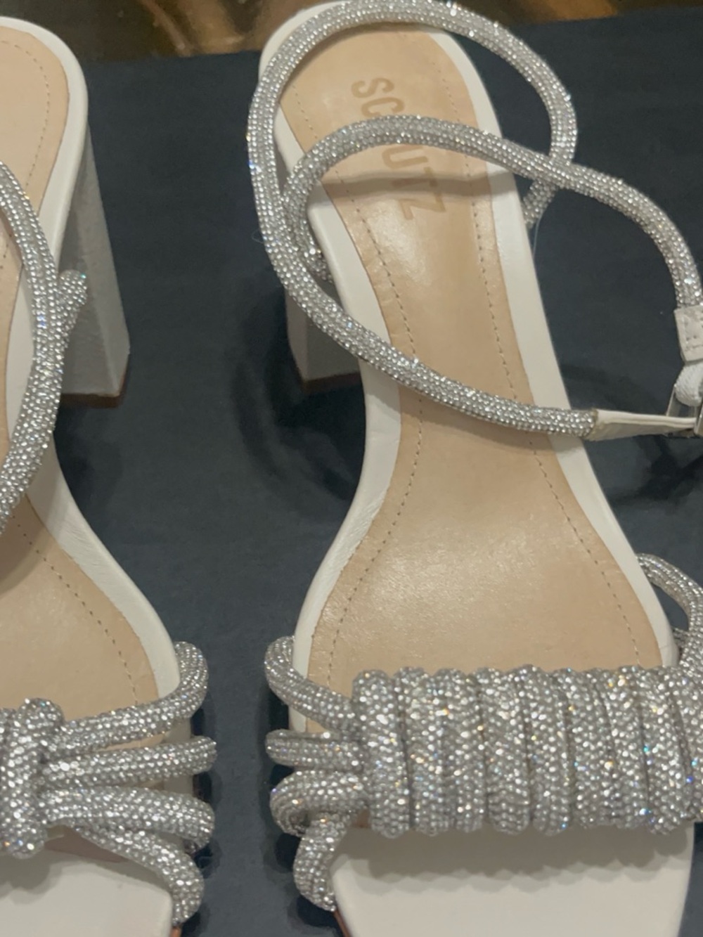 SCHUTZ White Sandals with Silver Beaded Rope Straps - Picture 6 of 12
